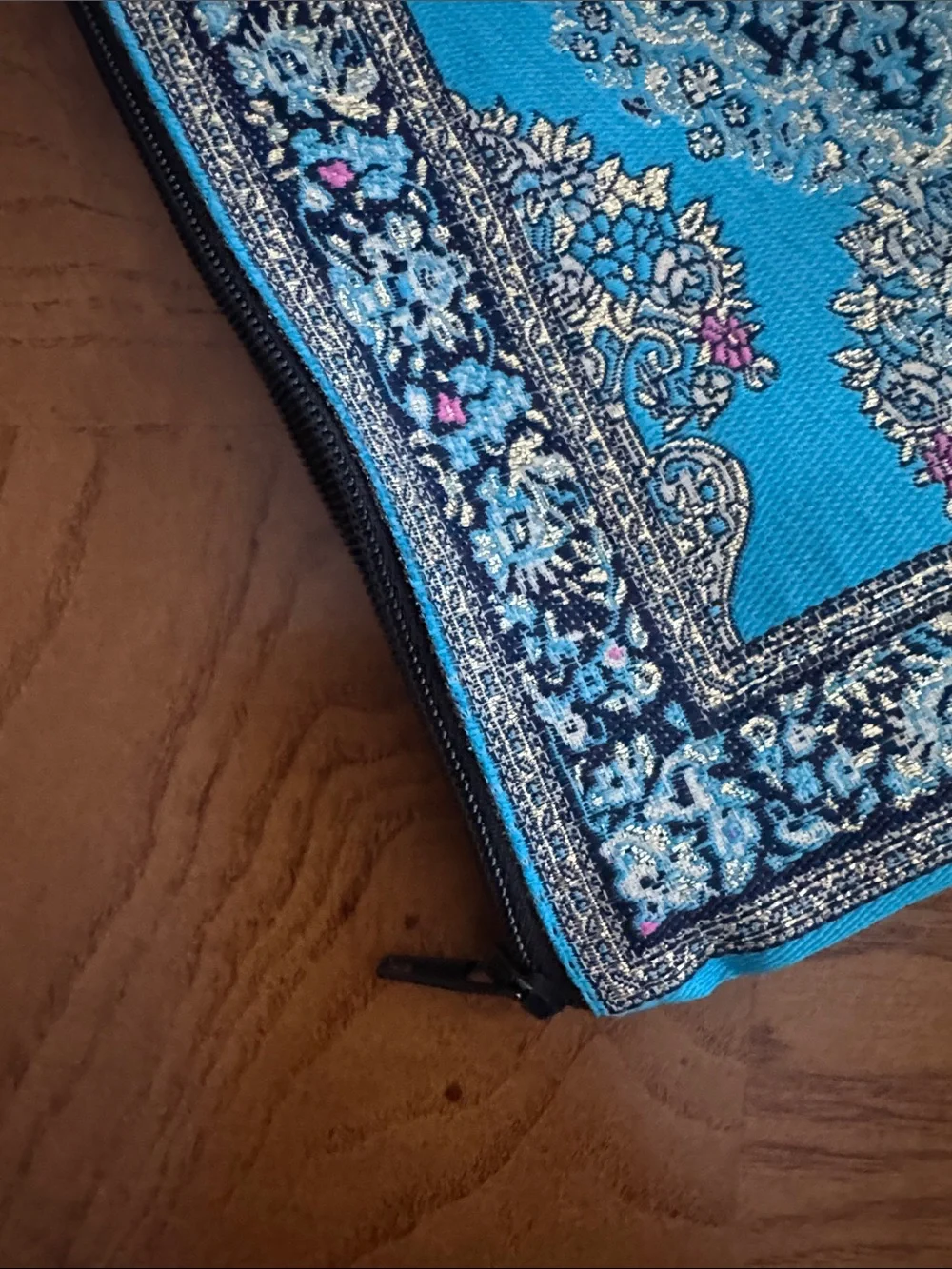 Turquoise Bohemian Embroidered Zip Clutch